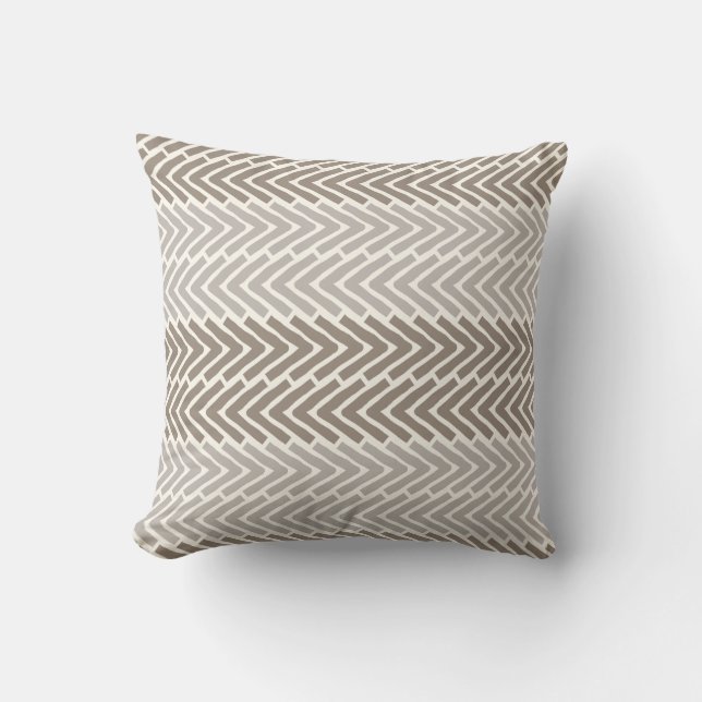 Arrow Flow Taupe Grey Throw Pillow (Front)