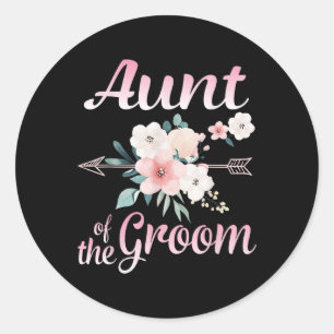 Arrow Flower Happy Aunt Of The Groom Bride Husband Classic Round Sticker