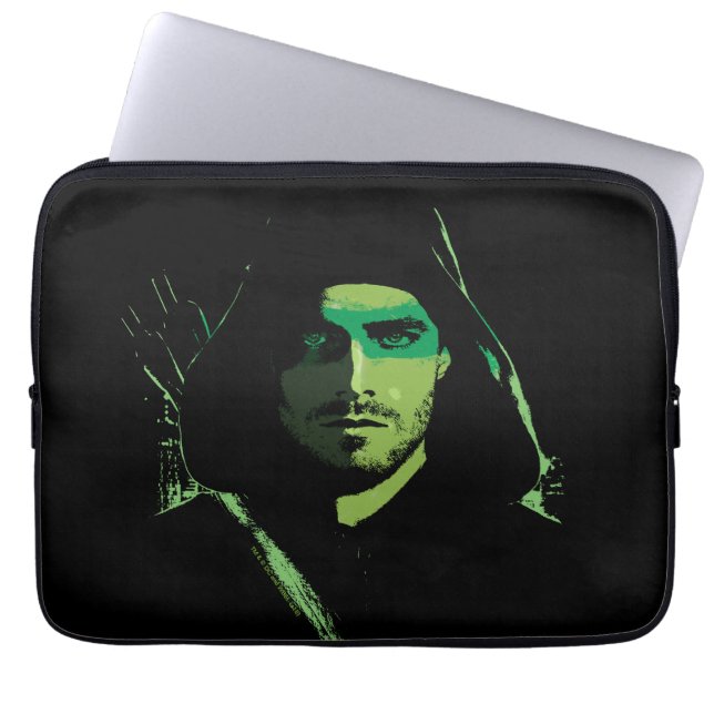 Arrow | Green Arrow Green Stylised Cutout Laptop Sleeve (Front)