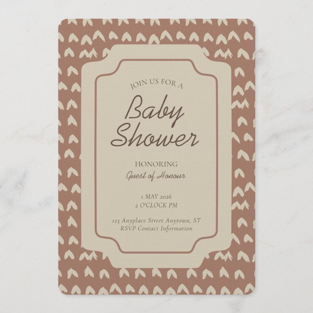 Arrow Head Geometric Gender Neutral Brown Beige Invitation (Front)