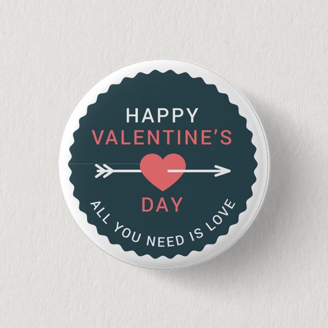 Arrow Heart Happy Valentine's Day 3 Cm Round Badge (Front)
