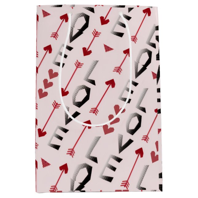 Arrow, Heart & Love Romantic Design Medium Gift Bag (Front)