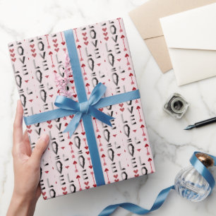 Arrow, Heart & Love Romantic Design Wrapping Paper