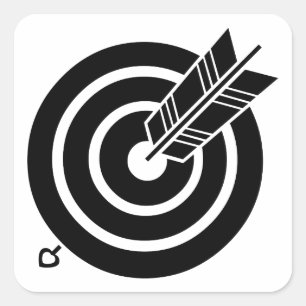 Arrow hit a round target square sticker