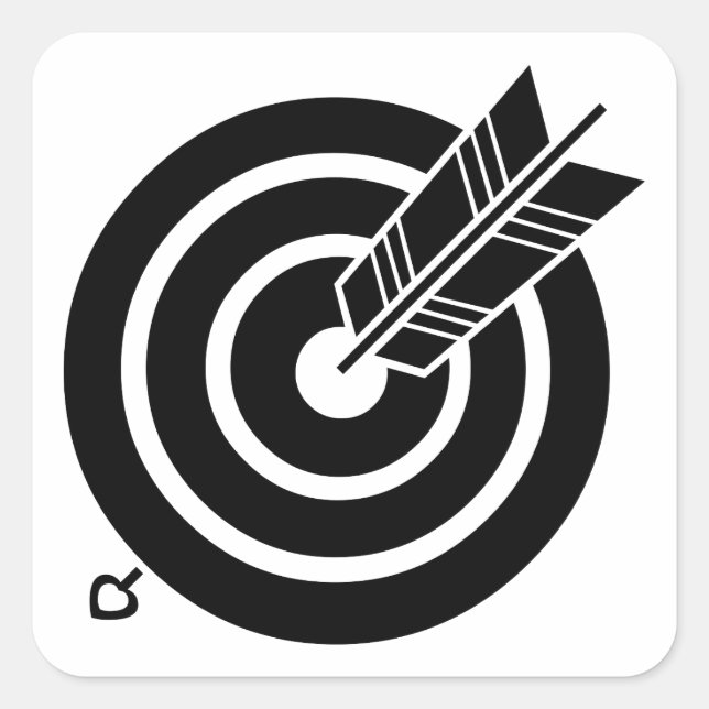 Arrow hit a round target square sticker (Front)