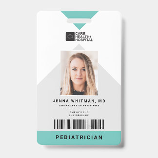 Arrow Medical Staff ID + Barcode Vertical Badge