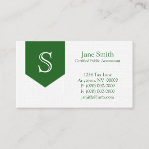 Arrow Monogram Business Card, Forest Green Card