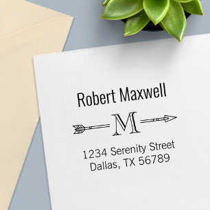 Arrow Monogram Initial Address Self-inking Stamp