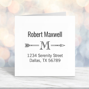 Arrow Monogram Initial Address Self-inking Stamp
