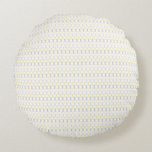 Arrow Pattern Yellow & Grey Round Pillow