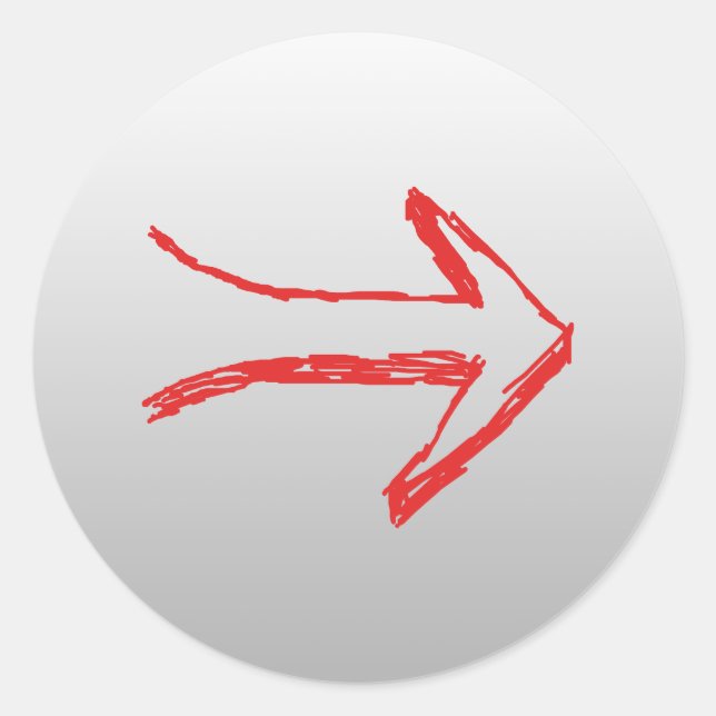 Arrow Pointing Right. On Grey. Classic Round Sticker (Front)