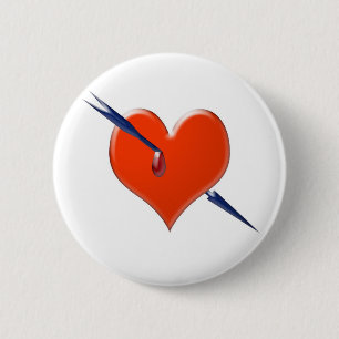 Arrow through the heart 6 cm round badge