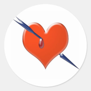 Arrow through the heart classic round sticker