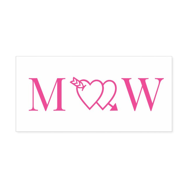 Arrow Thru Double Hearts Couple 2 Initial Monogram Self-inking Stamp (Design)