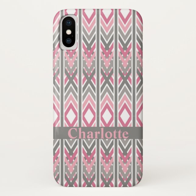 Arrow Tribal Pink Grey Personalised Pattern Case-Mate iPhone Case (Back)