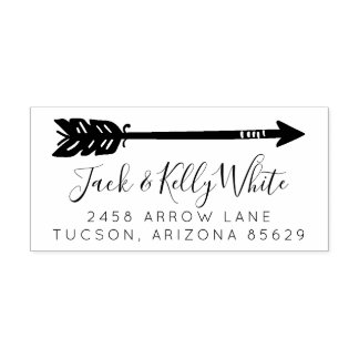 Arrow Wedding Newlywed Return Address Rubber Stamp