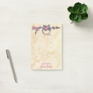 Arrow with Feathers and Flowers Post-it Notes