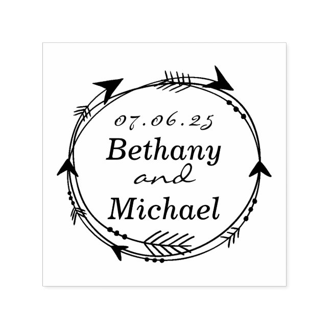 Arrow Wreath Wedding Save the Date Self-inking Stamp (Design)