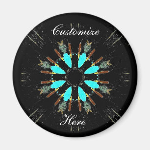 Arrowhead feathers pow-wow pattern Thunder_Cove Magnet