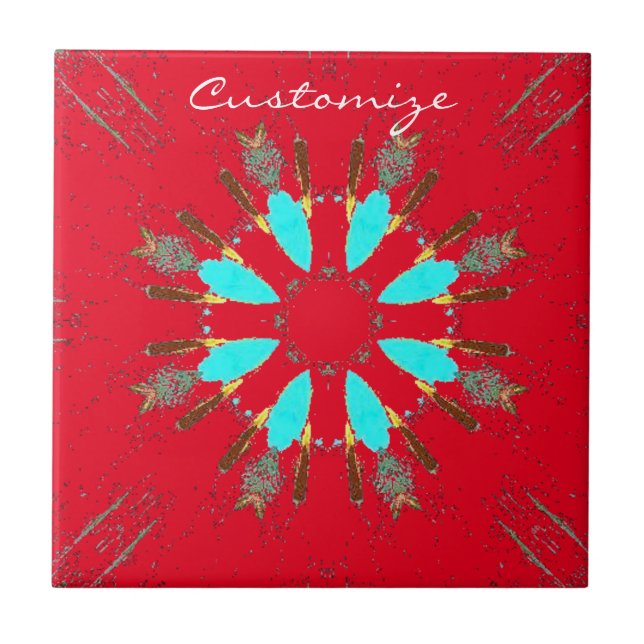 Arrowhead Feathers Pow-wow Thunder_Cove Tile (Front)