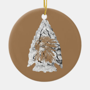 Arrowhead Hunter Indian Chief Relic Hunting Ceramic Tree Decoration