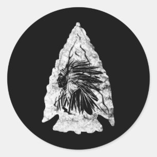 Arrowhead Hunter Indian Chief Relic Hunting Native Classic Round Sticker