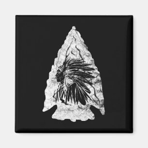 Arrowhead Hunter Indian Chief Relic Hunting Native Magnet