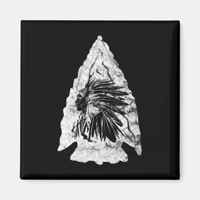 Arrowhead Hunter Indian Chief Relic Hunting Native Magnet (Front)