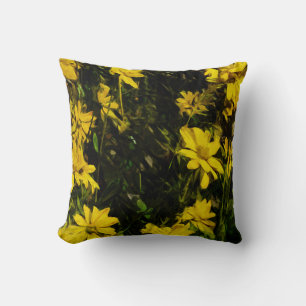 Arrowleaf Balsamroot Yellow Wildflower Abstract Cushion