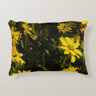 Arrowleaf Balsamroot Yellow Wildflower Abstract Decorative Cushion