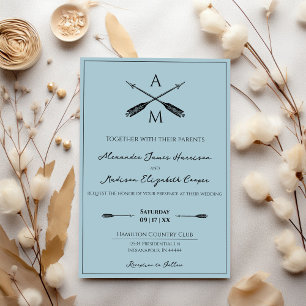 Arrows and Monograms Wedding   Aqua Invitation