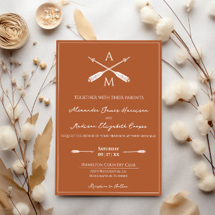 Arrows and Monograms Wedding   Burnt Orange Invitation