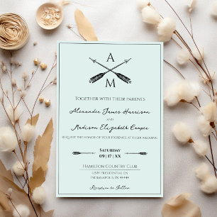 Arrows and Monograms Wedding   Mint Invitation