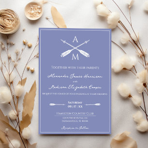 Arrows and Monograms Wedding Periwinkle Invitation