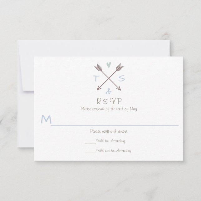 Arrows Blue Heart - RSVP Card (Front)