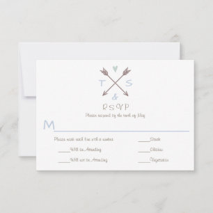 Arrows Blue Heart - RSVP & Dinner Choice Card