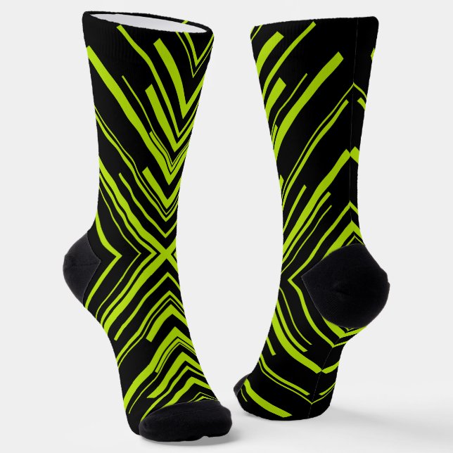 Arrows in Lime Green and Black Socks (Angled)