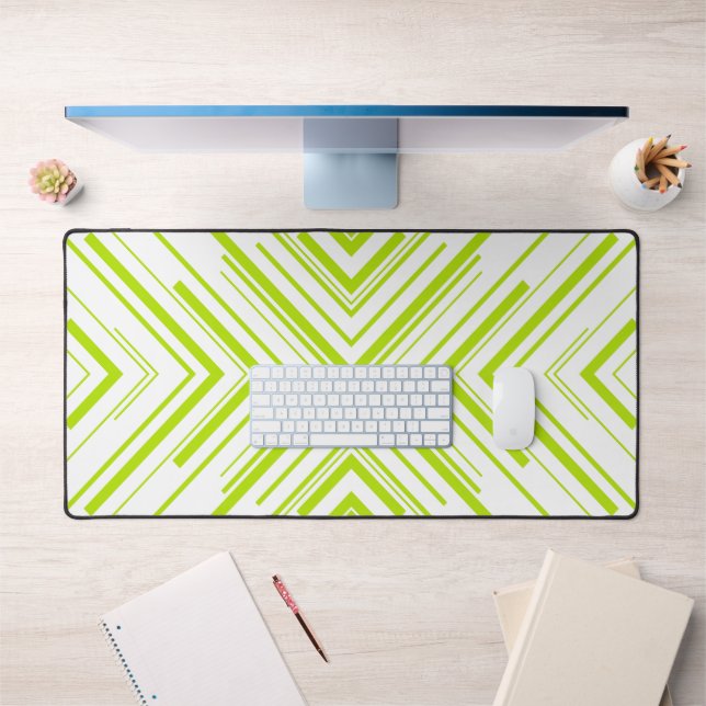 Arrows in Lime Green and White Desk Mat (Office 1)
