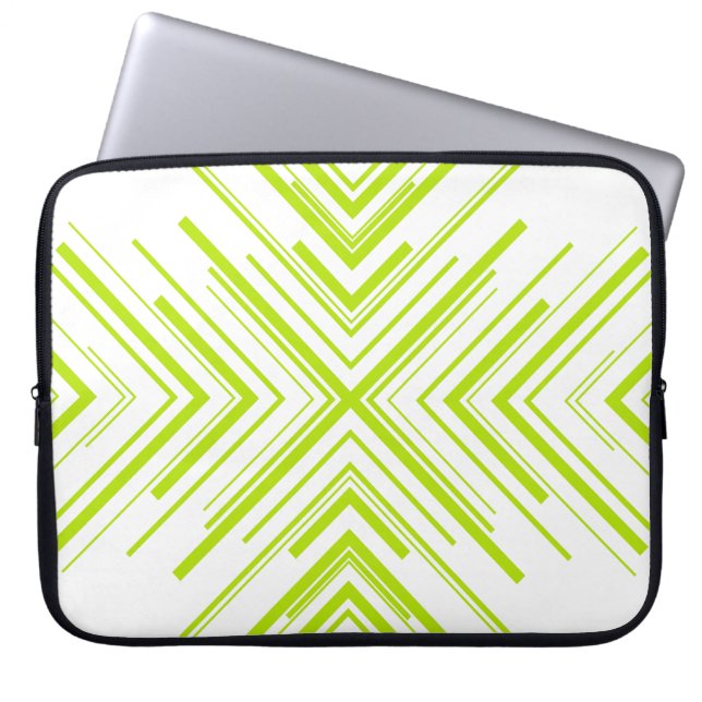 Arrows in Lime Green and White Laptop Sleeve (Front)