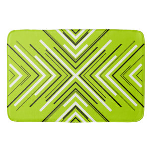 Arrows in Lime Green, Black, and White Bath Mat