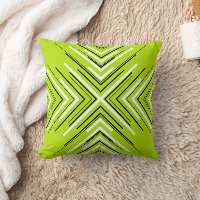 Arrows in Lime Green, Black, and White Cushion (Blanket)