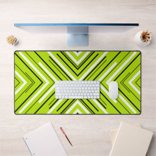 Arrows in Lime Green, Black, and White Desk Mat