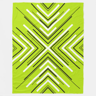 Arrows in Lime Green, Black, and White Fleece Blanket