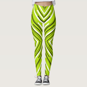 Arrows in Lime Green, Black, and White Leggings