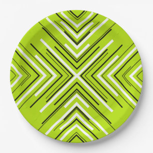 Arrows in Lime Green, Black, and White Paper Plate