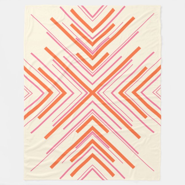 Arrows in Pink, Orange and Cream Fleece Blanket (Front)