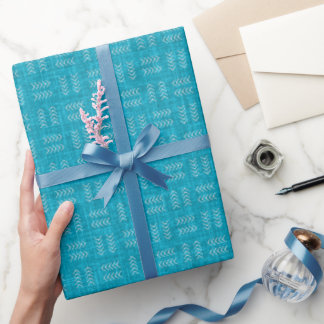 Arrows on Aqua Blue Linen Wrapping Paper