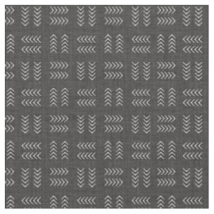 Arrows on Black Linen Fabric