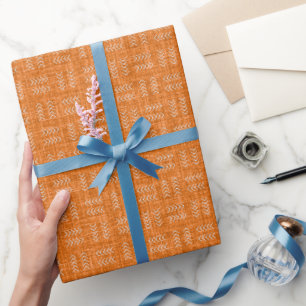 Arrows on Bright Orange Linen Wrapping Paper