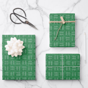 Arrows on Christmas Green Linen Wrapping Paper Sheet
